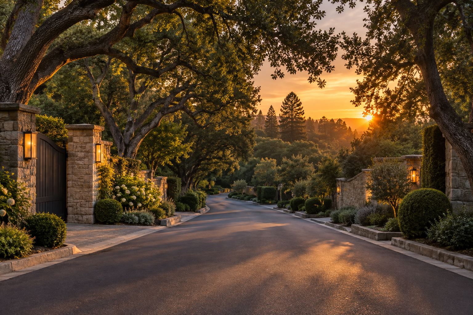 A Peninsula street at sunset, illustrative