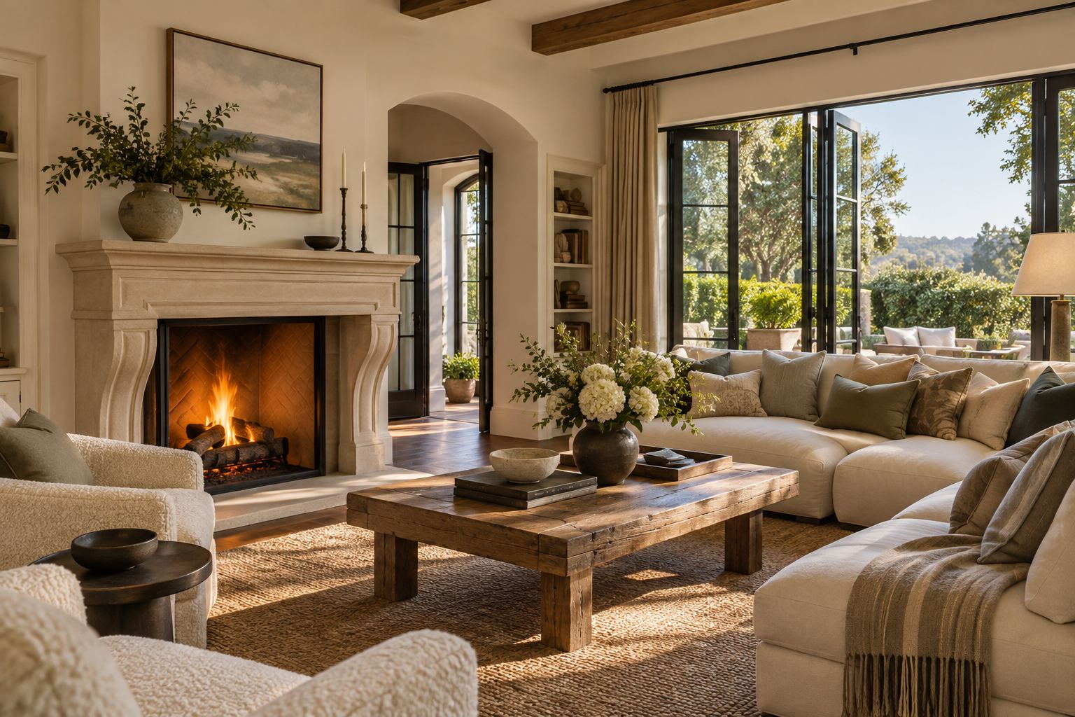 A cozy Peninsula living room, illustrative
